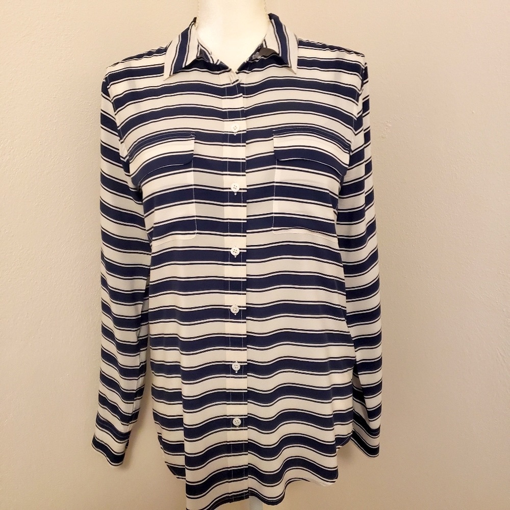 Equipment Brand Signature Slim Fit Blue Striped Button Up Small Originally $285!